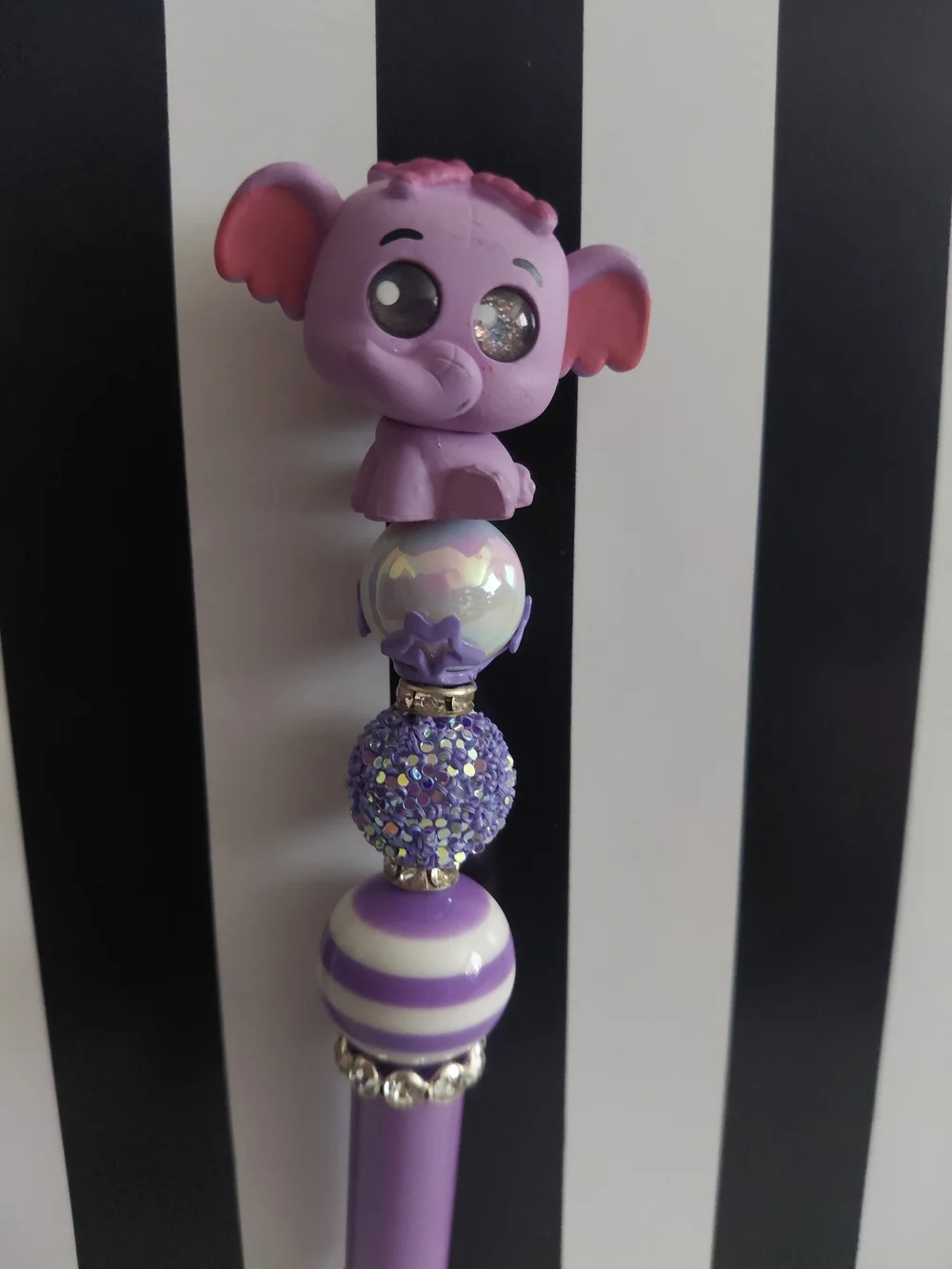 Purple Elephant Beaded Pen